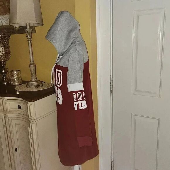 Rouge collection burgandy and gray hoodie sweatshirt dress juniors 1x GO… - Picture 3 of 6